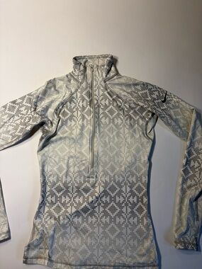 Nike Grey Geo-Print Dri-FIT Quarter-Zip Top